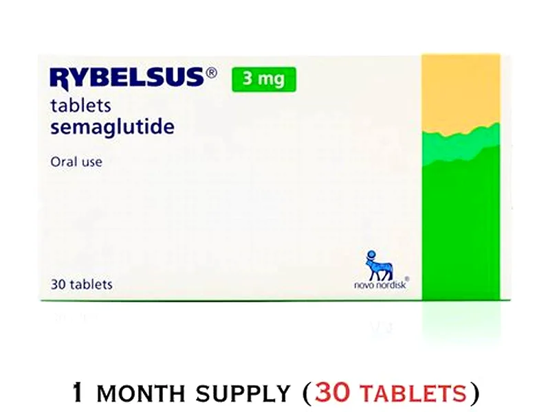 Caixa e comprimido de Rybelsus 3 mg, dose inicial da semaglutida oral